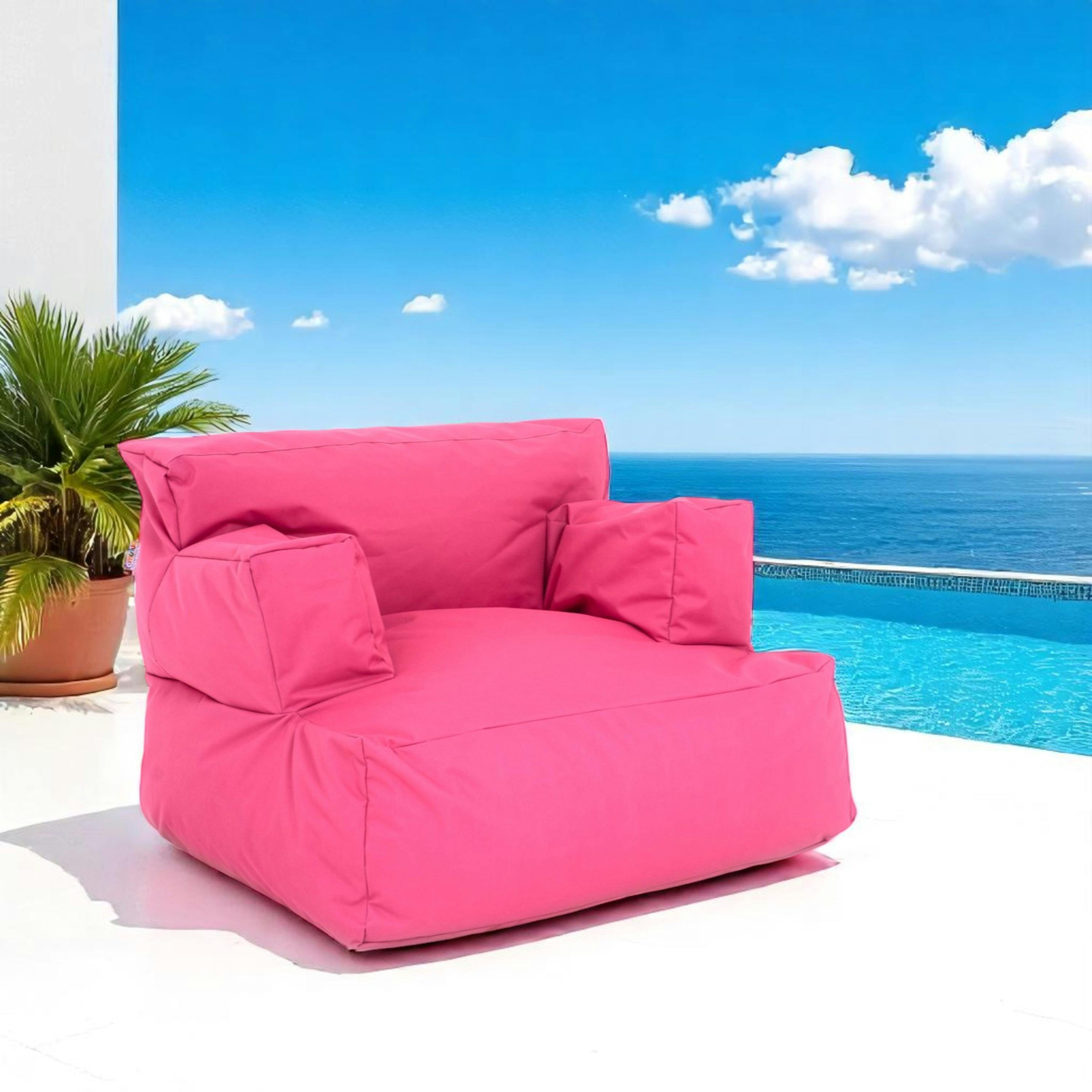 Pouf XXL extérieur avec accoudoirs - rose ARTA