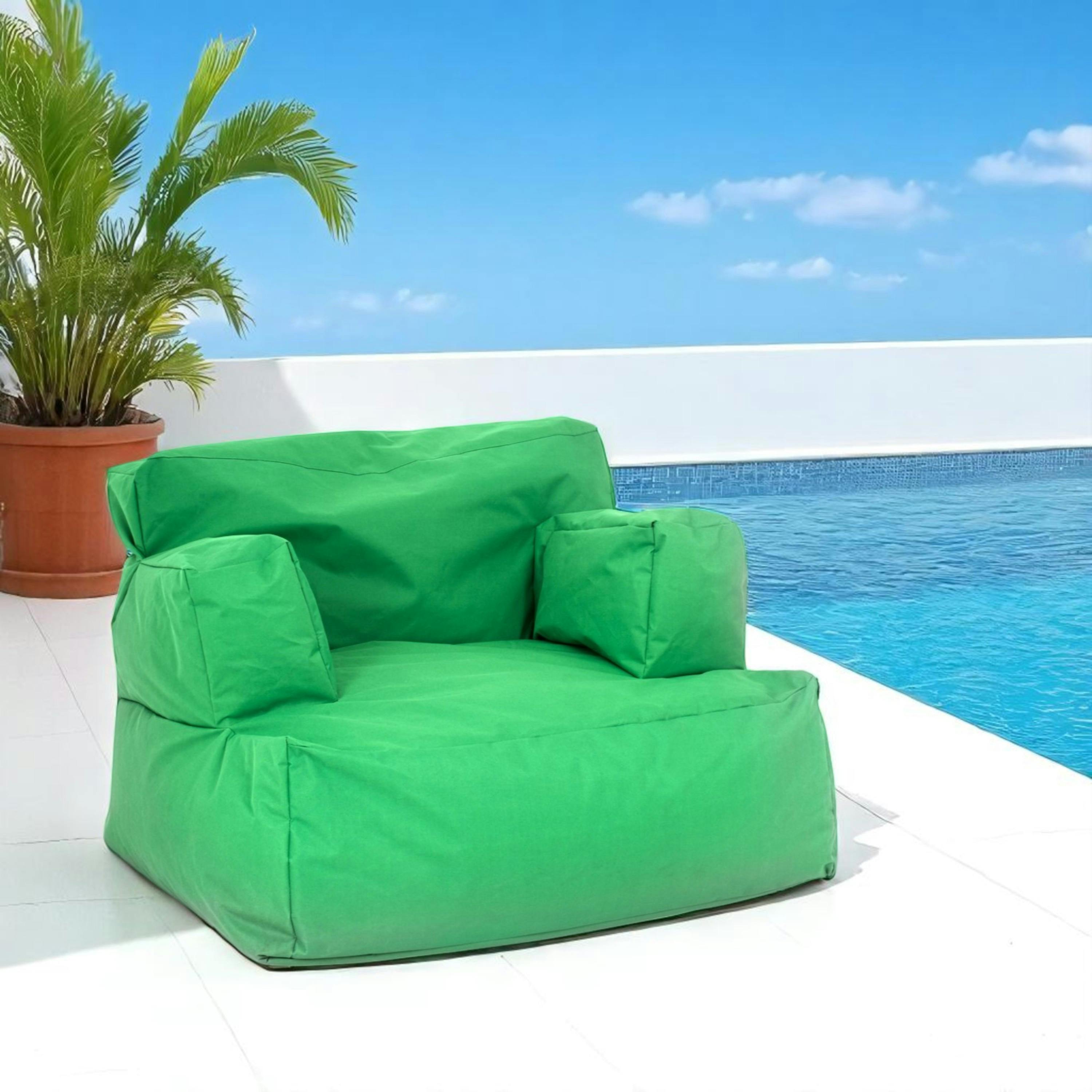 Pouf XXL extérieur avec accoudoirs - vert ARTA