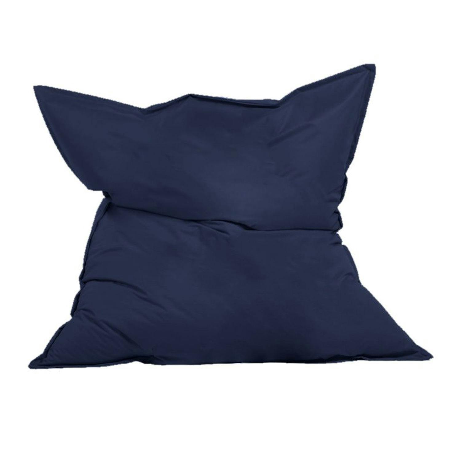 Pouf exterieur rayé bleu déperlant 100x65x65 cm BOLOGNE main image 1