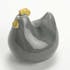 Poule céramique grise aspect brillant 12x13,5x14cm