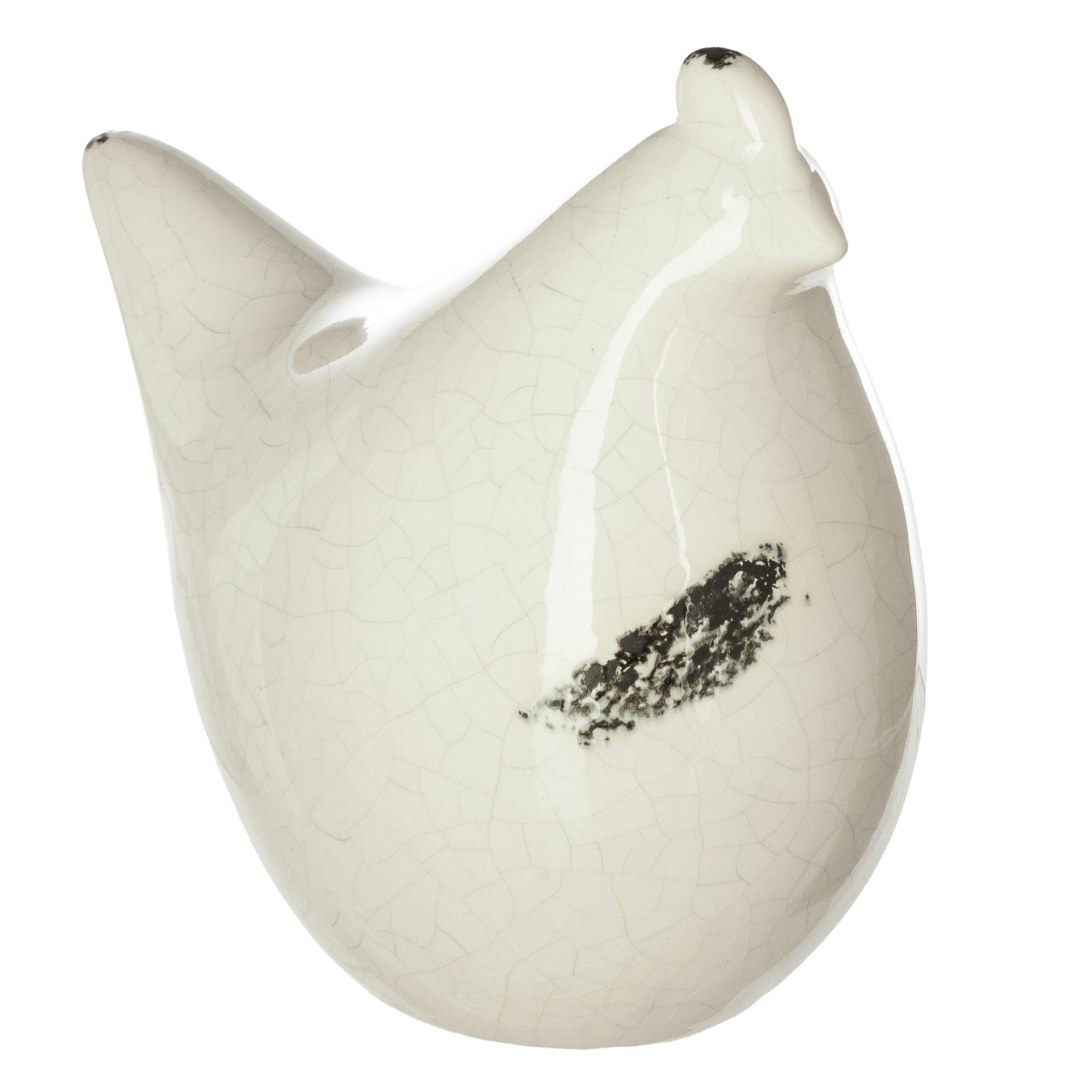 Poule en céramique craquelée blanc réf. 30022091