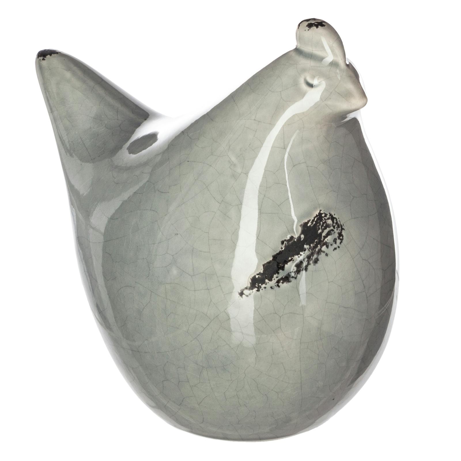Poule en céramique craquelée gris réf. 30022090