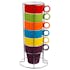 Rack de 6 tasses en porcelaine multicolore sur un support en métal So City D9,5xH28cm