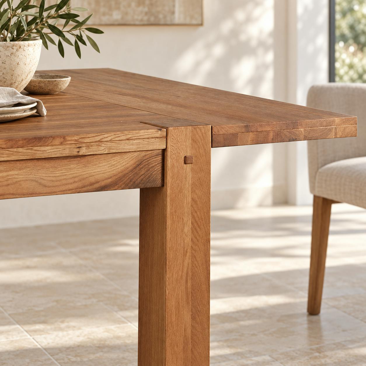 Rallonge 40cm Chêne huilé pour table carrée 120cm FJORD