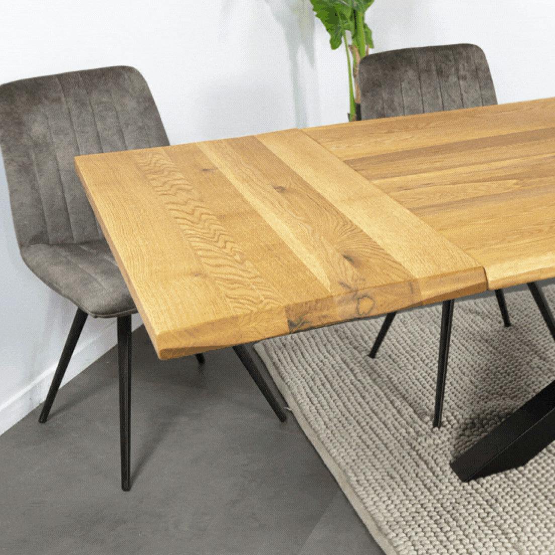 Rallonge pour table extensible en chêne huilé bords naturels 140 cm ...