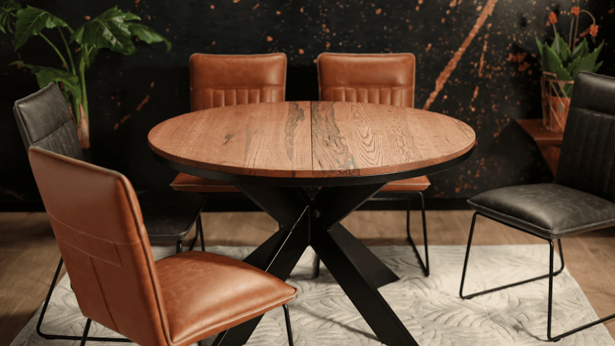 Rallonge pour table ronde extensible en chêne brun 120 cm PALERME (40 cm)