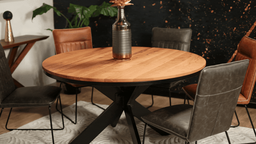 Rallonge pour table ronde extensible en chêne huilé 140 cm PALERME (50 cm)