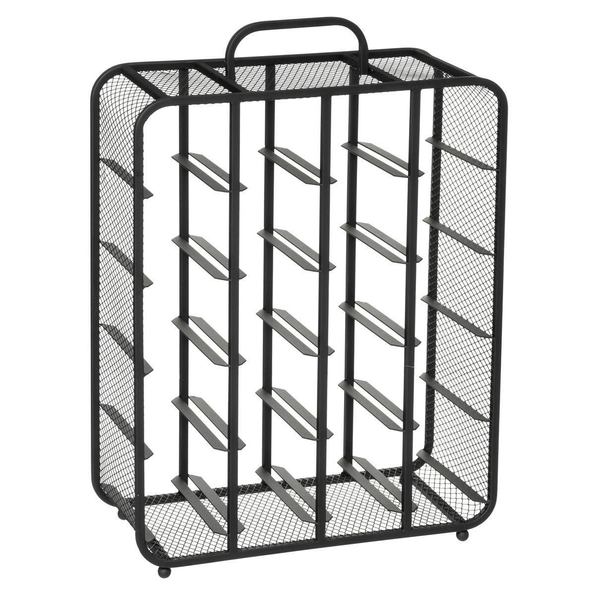 Range-bouteilles en métal grillagé noir (20 emplacements)