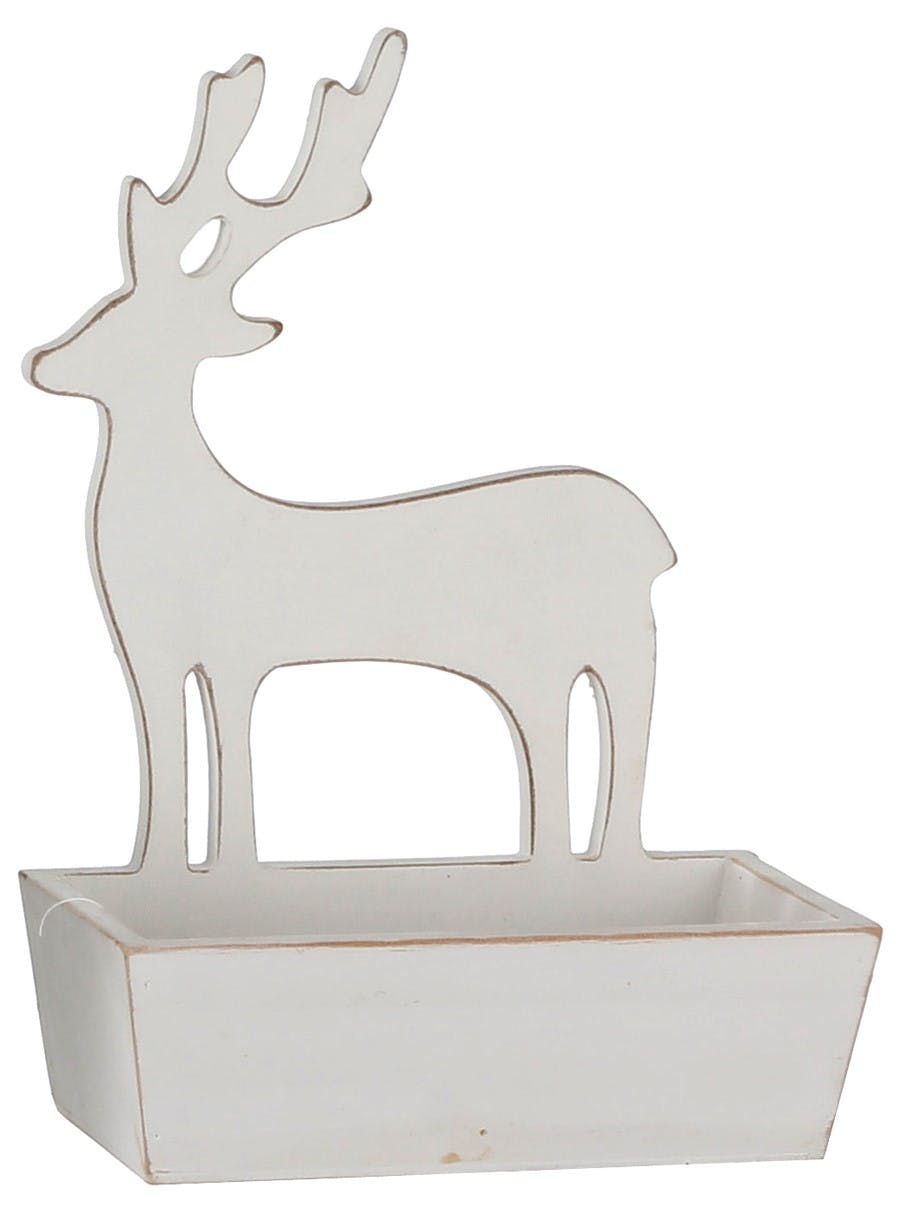 Rangement Cerf bois blanc H 24 cm