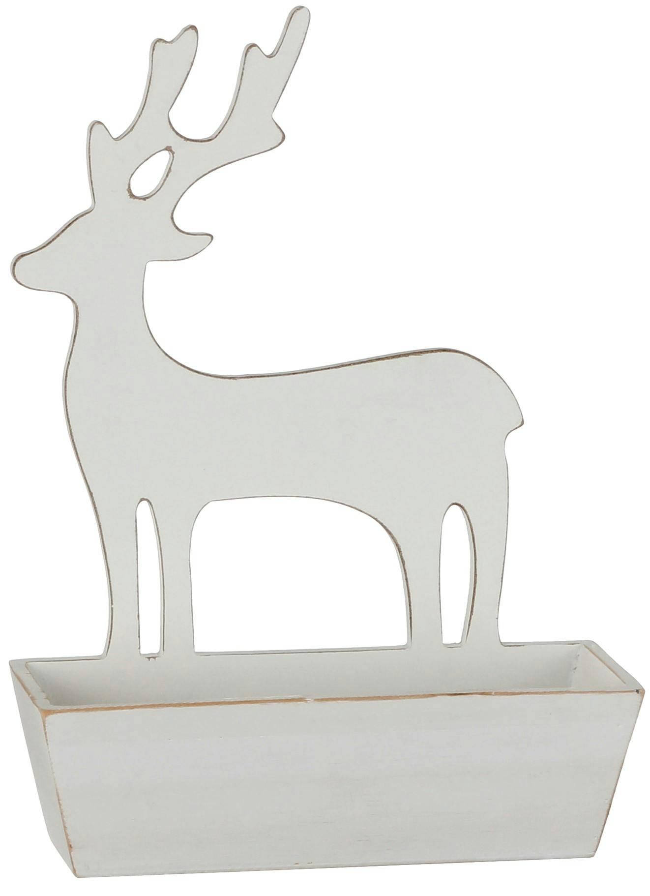 Rangement Cerf bois blanc H 36 cm