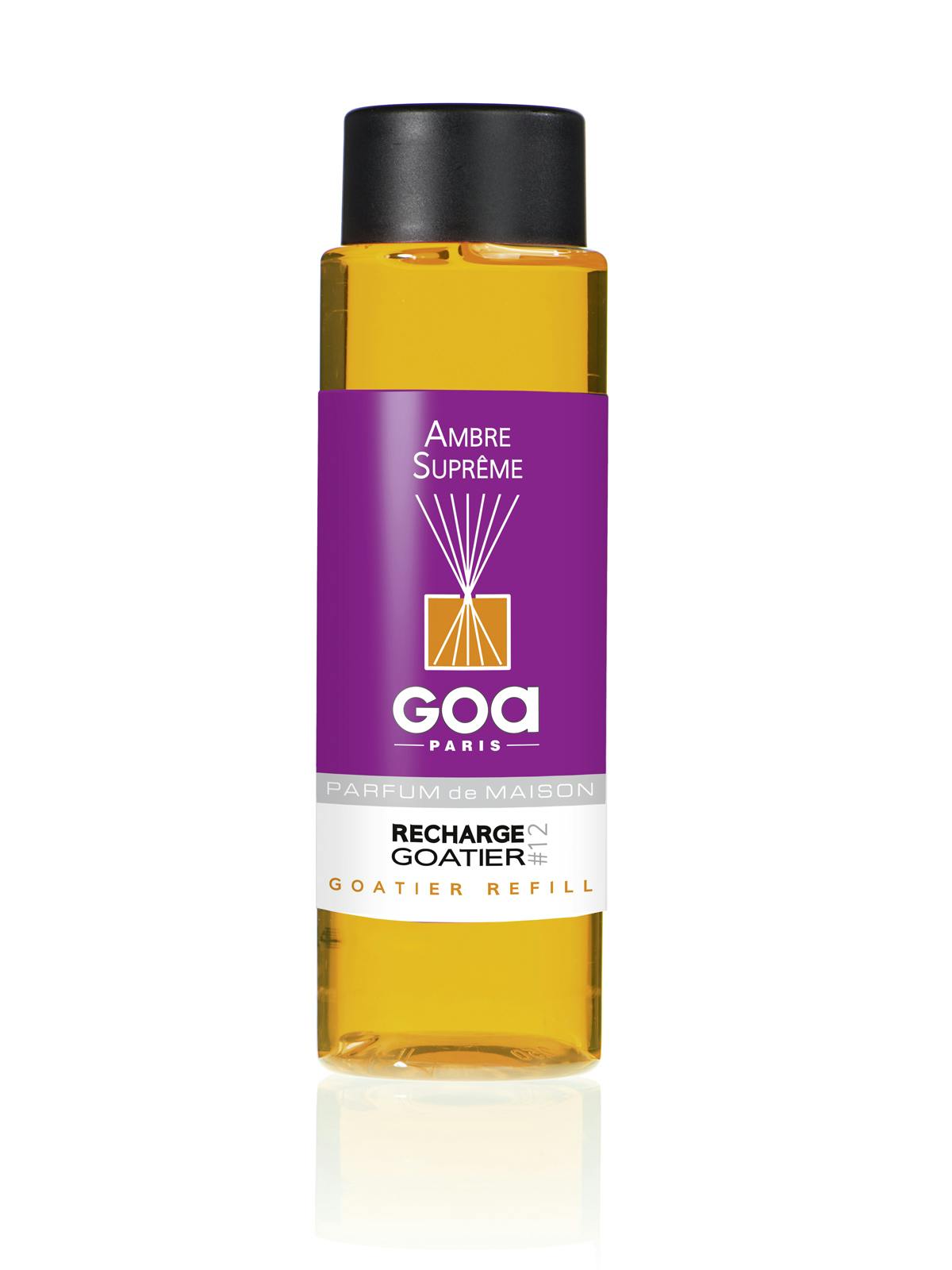 Goa Clem Nachfüllset Für Diffuser | Duft Ambre Suprême Mit Vanille & Amber | 250 Ml Mit 12 Rattanstäben