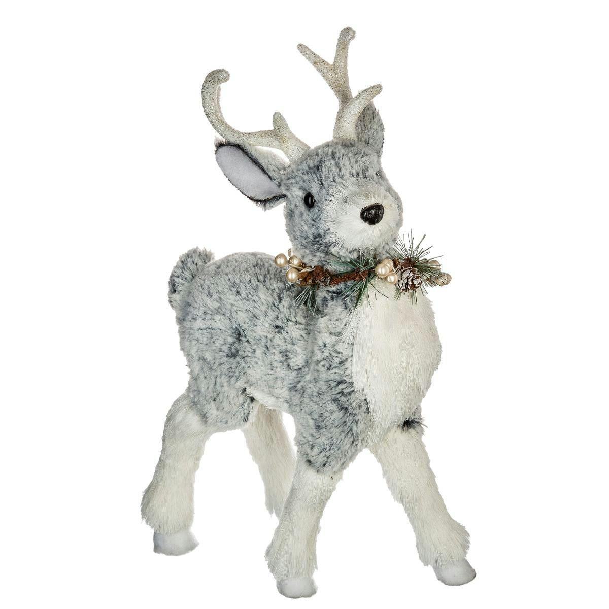 Renne debout avec collier de Noël 35 cm