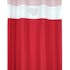 Rideau romantique rouge décor façon carreaux de ciment et coeur brodé sur bandeau blanc 140x260cm à oeillets DARLA ROUGE