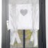 Rideau vitrage romantique rayé écru et gris décor coeur brodé ruban à nouer 80x160cm 100% coton CHINON