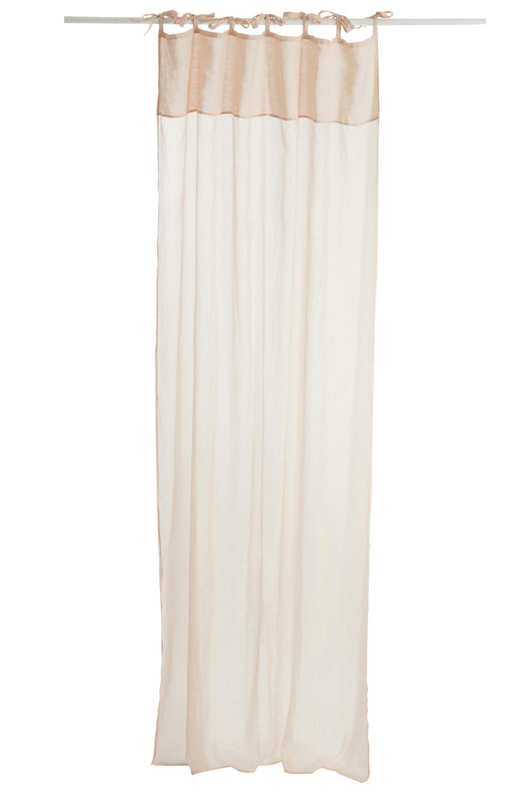 Rideau voile en coton et lin, coloris rose clair, 140x290cm