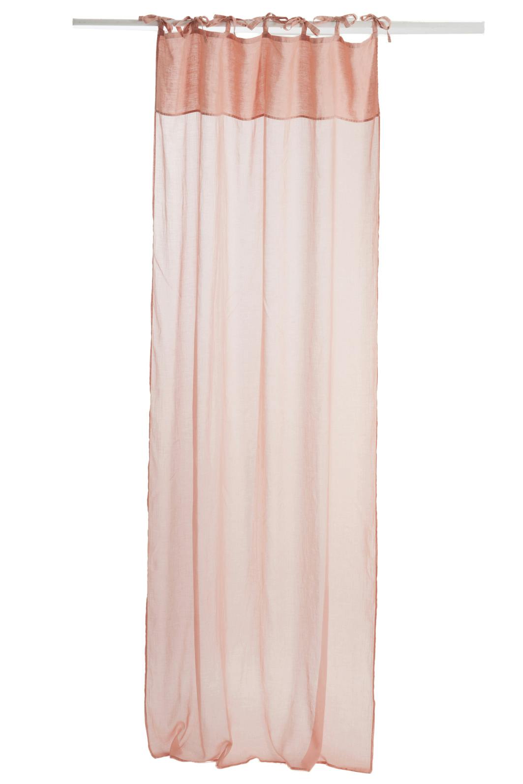 Rideau voile en coton et lin, coloris rose pêche, 140x290cm