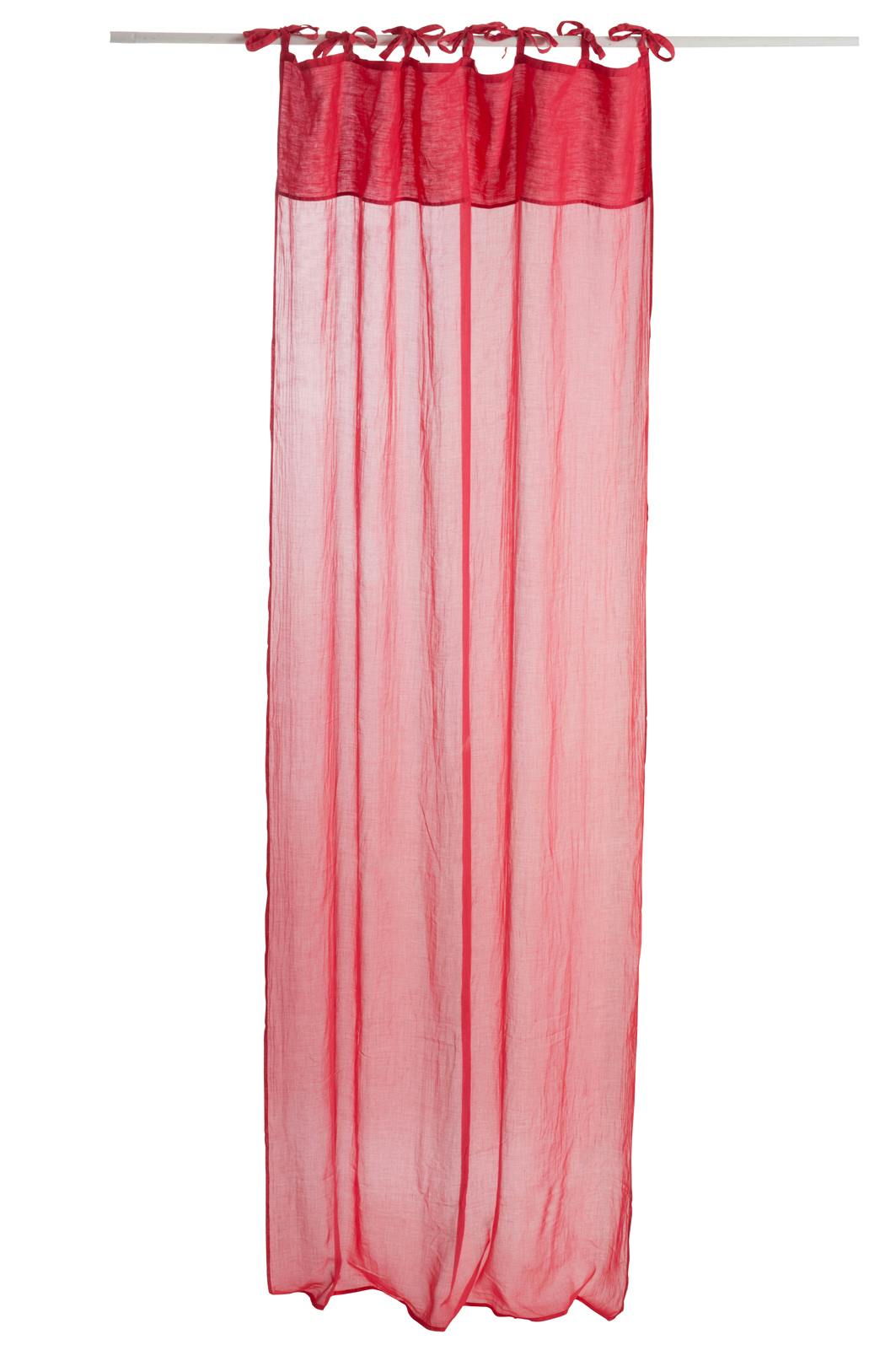 Rideau voile en coton et lin, coloris rouge, 140x290cm