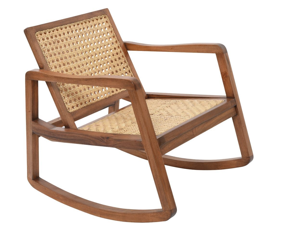 Rocking chair bois et rotin 80x65x77xcm