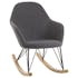 Rocking-chair en tissu gris pieds métal et bois 95x65x89cm