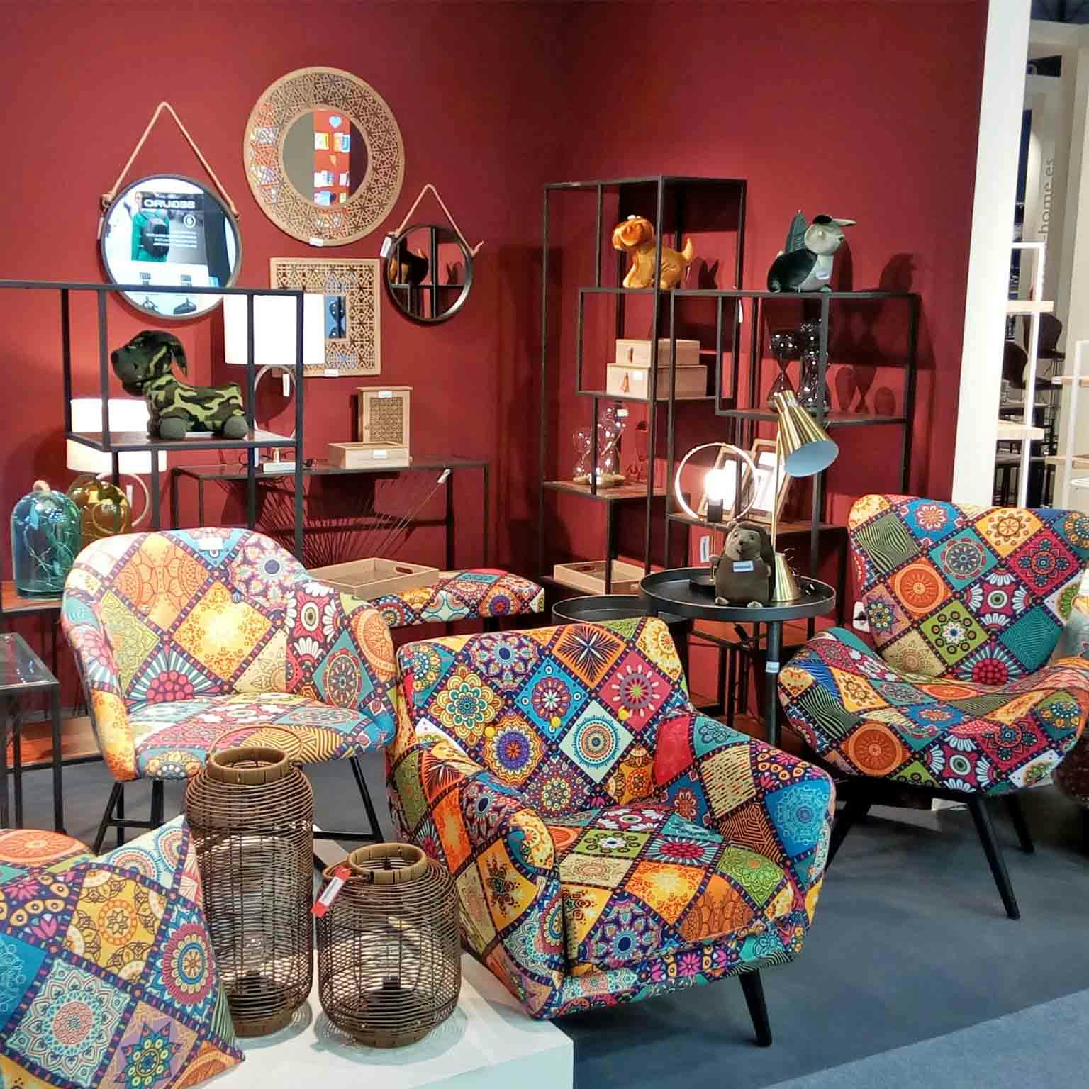 Rocking chair patchwork carreaux MADRID
