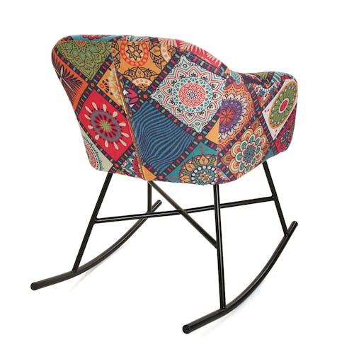 Rocking chair patchwork carreaux MADRID