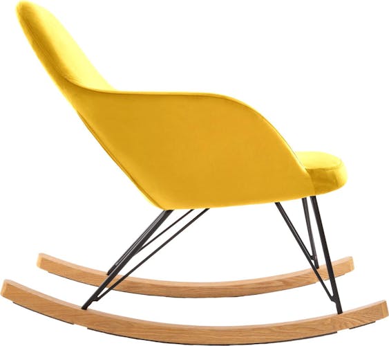 Rocking chair velours moutarde