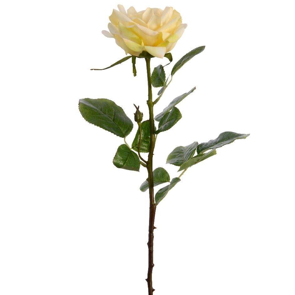 Rose artificielle sur tige, couleur jaune, 68 cm