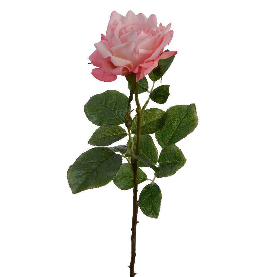 Rose artificielle sur tige, couleur rose, 68 cm
