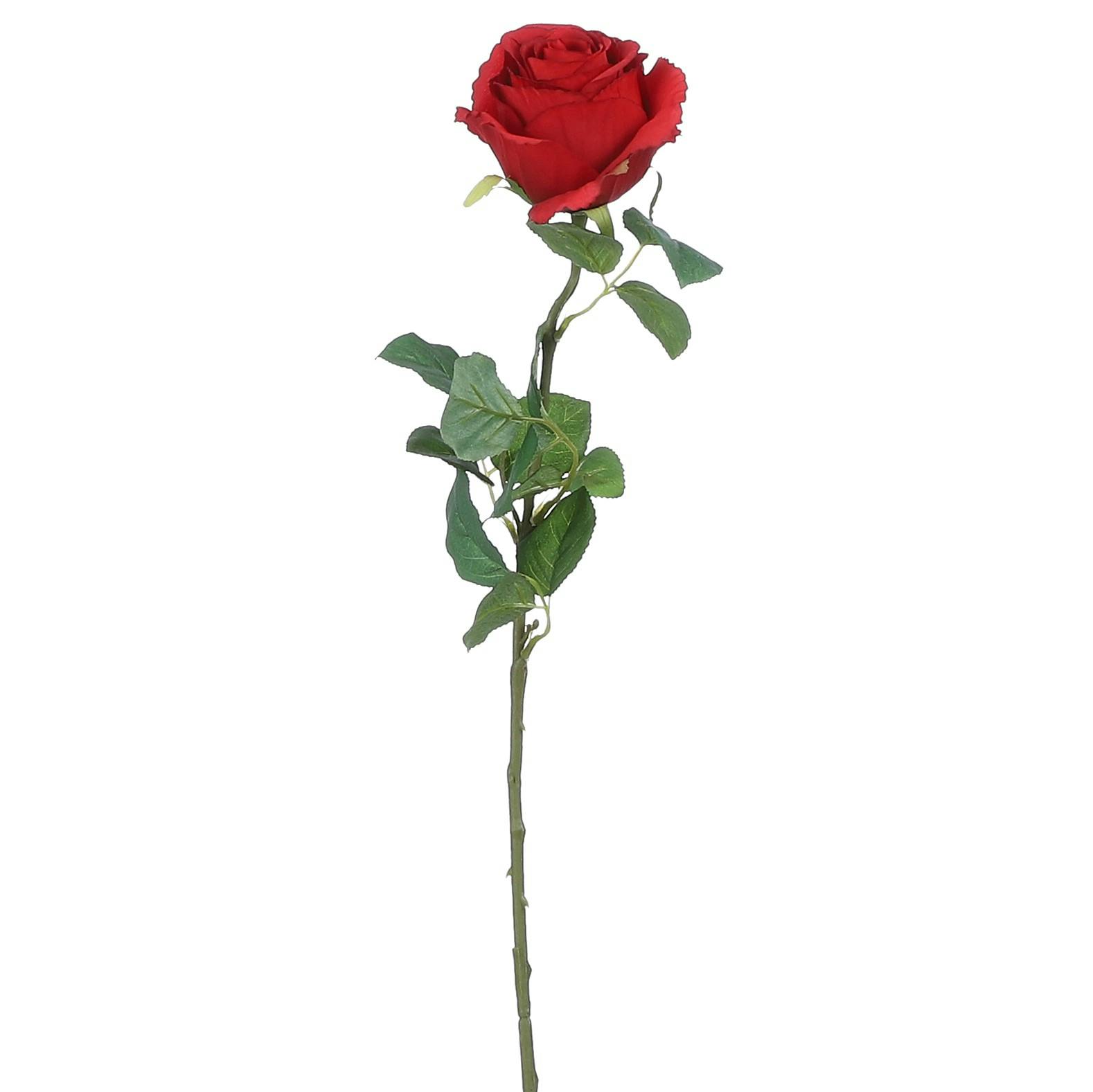 Rose artificielle sur tige couleur rouge 69 cm