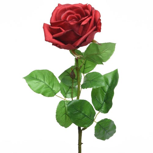 Rose rouge en soie sur tige 68cm