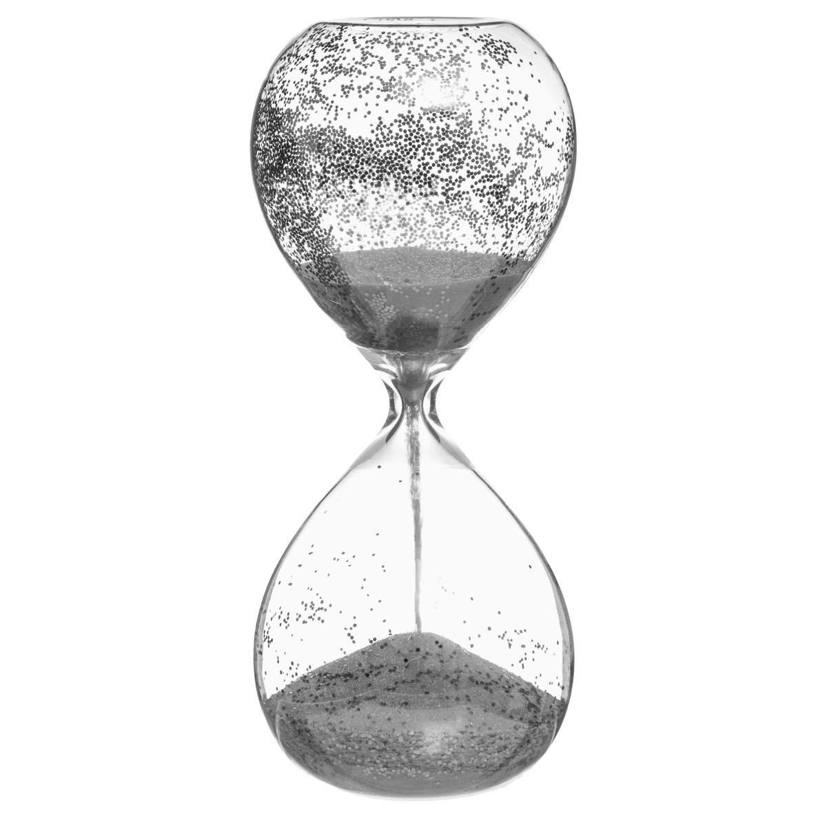Sablier en verre et paillettes argentées H20cm