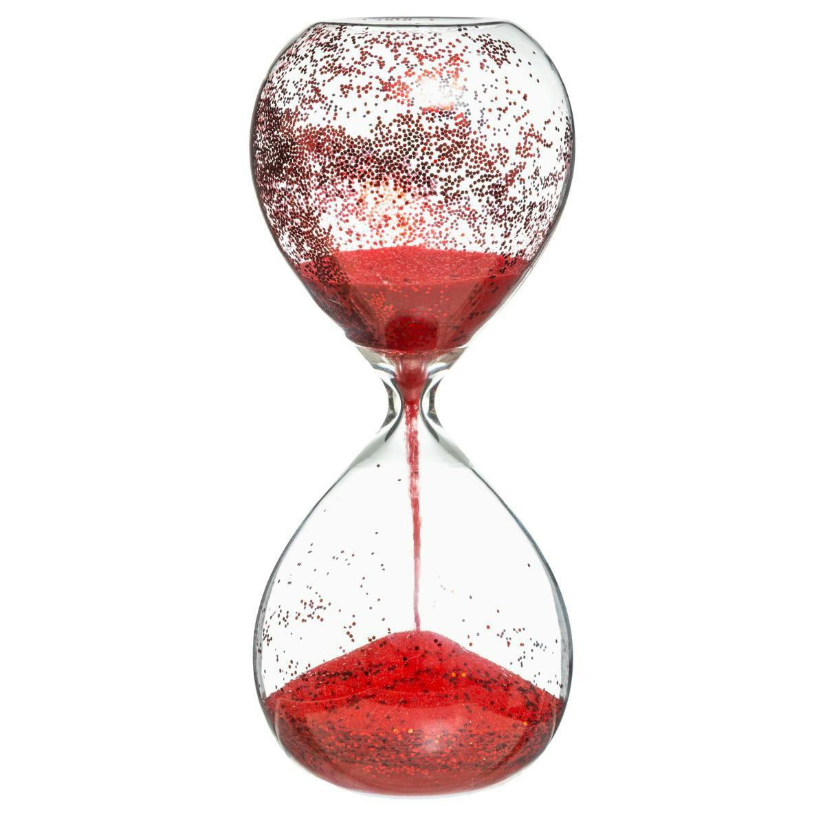 Sablier rouge pailletté 20 cm