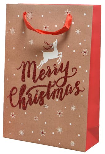 Sac emballage cadeau GM Noël "Merry Christmas"