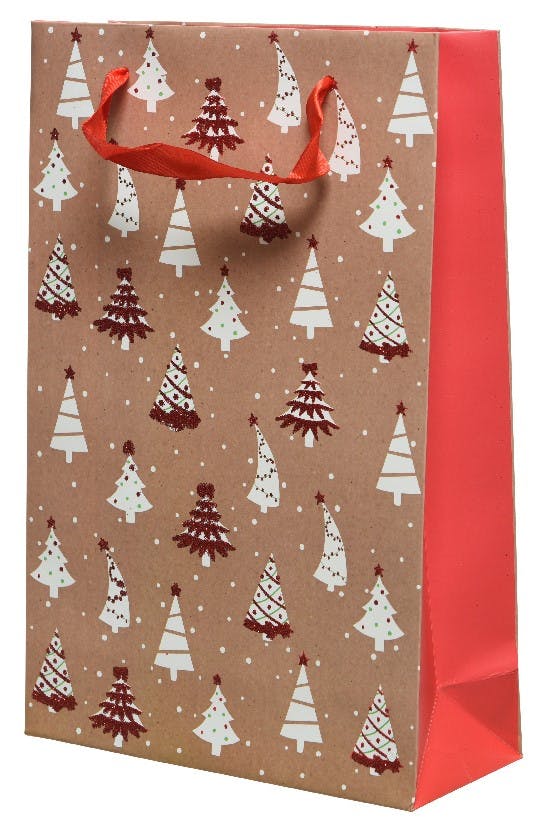Sac emballage cadeau MM Noël décor sapins de Noël