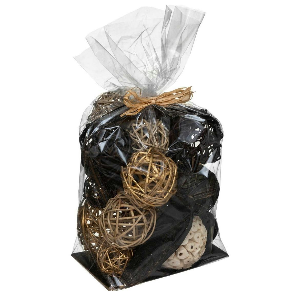Sachet de boules décoratives et plantes séchées