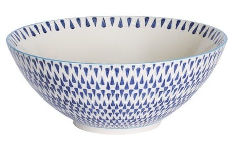 Saladier décor géométrique façon zigzag céramique tons bleus foncés D23xH12cm