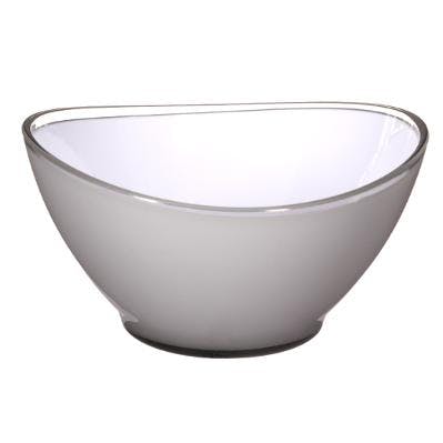 Saladier ovale en plastique gris clair blanc D13cm