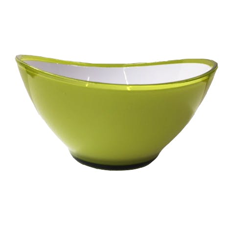 Saladier ovale en plastique vert pomme blanc D13cm