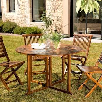 Salle à manger de jardin 4 personnes en teck massif MACAO