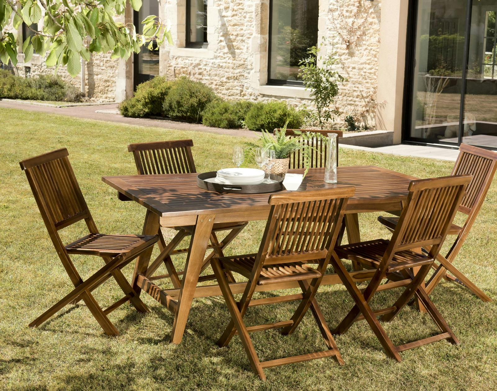 Salle à manger de jardin 6 personnes teck massif SUMMER