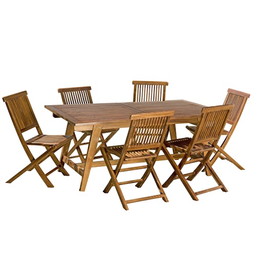Salle à manger de jardin table pliante et chaises teck massif summer bois  naturel Pier Import