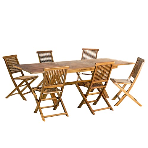 Salle à manger en teck massif pour extérieur table + 6 chaises SUMMER