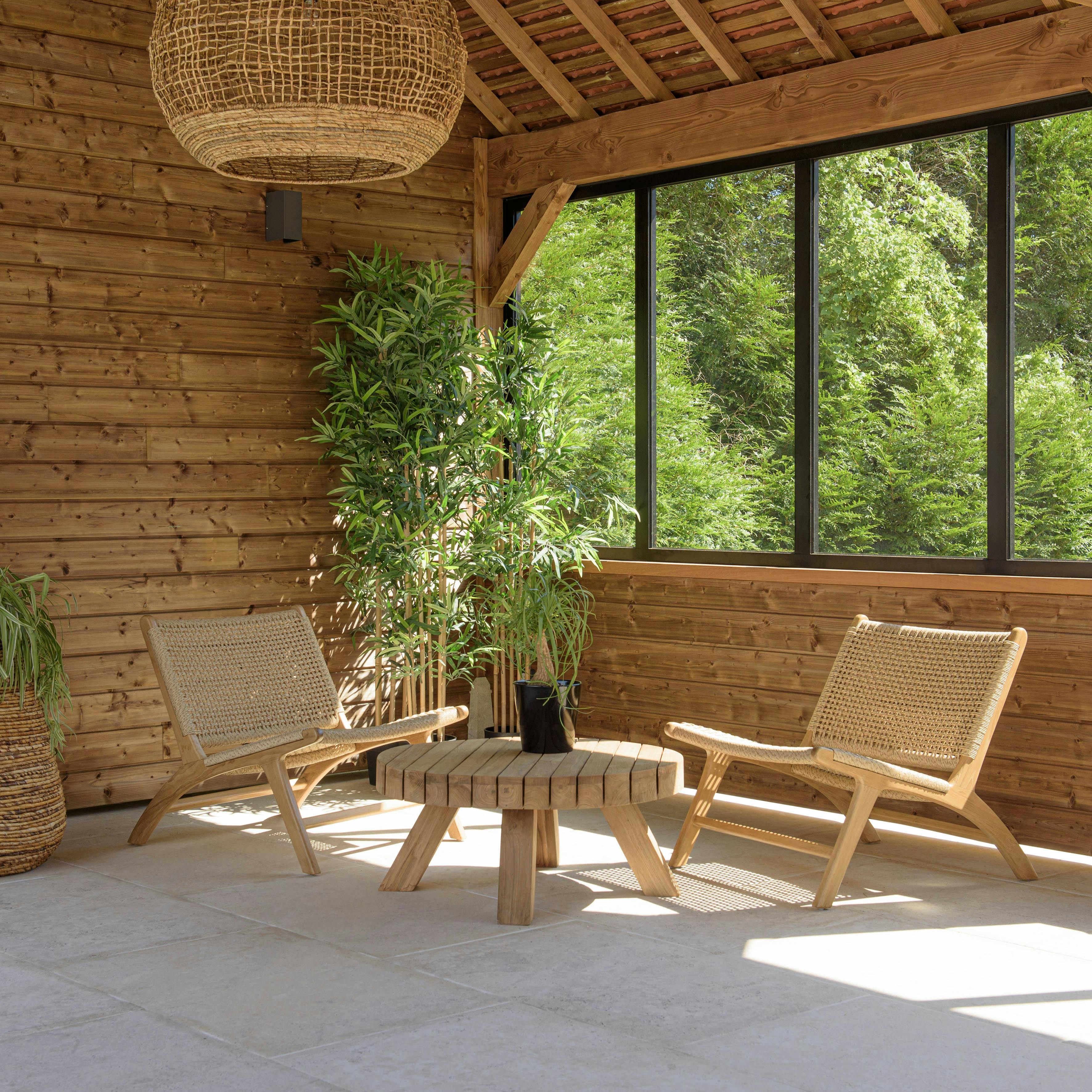 Salon de détente extérieur en teck 2 fauteuils LUMIO