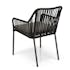 Salon de jardin 1 table ronde métal noir D70 cm - 2 fauteuils cordage noir 1 coussin gris GIJON