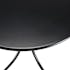 Salon de jardin 1 table ronde métal noir D70 cm - 2 fauteuils rotin synthétique ajouré couleur naturelle coussin noir GIJON