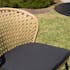 Salon de jardin 1 table ronde teck D120 cm - 4 chaises rotin synthétique couleur naturelle avec coussin GIJON