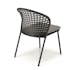 Salon de jardin 1 table ronde teck D120 cm - 4 chaises rotin synthétique noir avec coussin GIJON