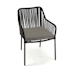 Salon de jardin 1 table ronde teck D120 cm - 4 fauteuils cordage noir 1 coussin gris GIJON