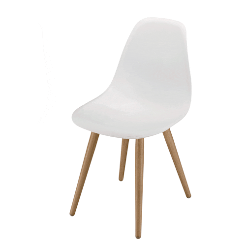 Salon de jardin 1 table teck 180x100 cm - 6 chaises blanches pieds couleur naturelle GIJON