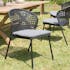 Salon de jardin 1 table teck 180x100 cm - 6 chaises rotin synthétique noir coussin gris GIJON